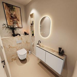 Mondiaz TURE-DLUX 100cm toiletmeubel Linen. EDEN wastafel Frappe positie links. Met 1 kraangat. TUREDX100LINL1FRA