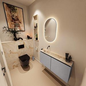 Mondiaz TURE-DLUX 100cm toiletmeubel Plata. EDEN wastafel Frappe positie links. Zonder kraangat. TUREDX100PLAL0FRA
