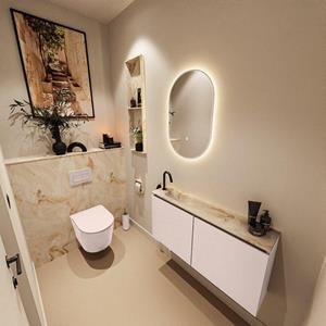 Mondiaz TURE-DLUX 100cm toiletmeubel Rosee. EDEN wastafel Frappe positie links. Met 1 kraangat. TUREDX100ROSL1FRA