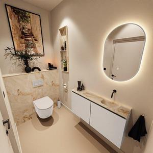 Mondiaz TURE-DLUX 100cm toiletmeubel Linen. EDEN wastafel Frappe positie rechts. Zonder kraangat. TUREDX100LINR0FRA