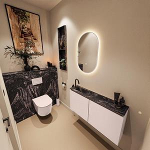 Mondiaz TURE-DLUX 100cm toiletmeubel Rosee. EDEN wastafel Lava positie links. Met 1 kraangat. TUREDX100ROSL1LAV