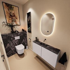 Mondiaz TURE-DLUX 100cm toiletmeubel Cale. EDEN wastafel Lava positie midden. Zonder kraangat. TUREDX100CALM0LAV