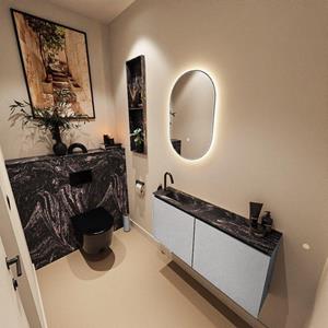 Mondiaz TURE-DLUX 100cm toiletmeubel Plata. EDEN wastafel Lava positie links. Met 1 kraangat. TUREDX100PLAL1LAV