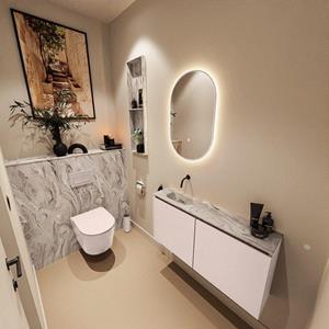 Mondiaz TURE-DLUX 100cm toiletmeubel Rosee. EDEN wastafel Glace positie links. Zonder kraangat. TUREDX100ROSL0GLA