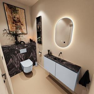 Mondiaz TURE-DLUX 100cm toiletmeubel Clay. EDEN wastafel Lava positie midden. Zonder kraangat. TUREDX100CLAM0LAV