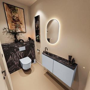 Mondiaz TURE-DLUX 100cm toiletmeubel Clay. EDEN wastafel Lava positie links. Met 1 kraangat. TUREDX100CLAL1LAV