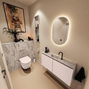 Mondiaz TURE-DLUX 100cm toiletmeubel Rosee. EDEN wastafel Glace positie midden. Met 1 kraangat. TUREDX100ROSM1GLA