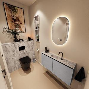 Mondiaz TURE-DLUX 100cm toiletmeubel Plata. EDEN wastafel Glace positie midden. Met 1 kraangat. TUREDX100PLAM1GLA