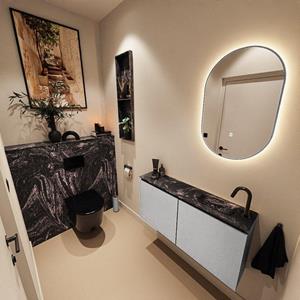 Mondiaz TURE-DLUX 100cm toiletmeubel Plata. EDEN wastafel Lava positie rechts. Met 1 kraangat. TUREDX100PLAR1LAV