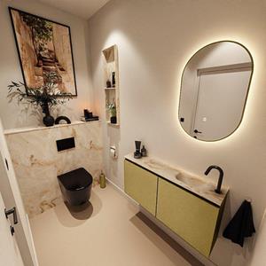 Mondiaz TURE-DLUX 100cm toiletmeubel Oro. EDEN wastafel Frappe positie rechts. Met 1 kraangat. TUREDX100OROR1FRA