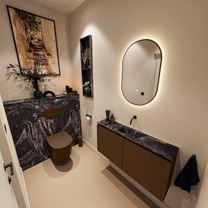 Mondiaz TURE-DLUX 100cm toiletmeubel Rust. EDEN wastafel Lava positie midden. Zonder kraangat. TUREDX100RUSM0LAV