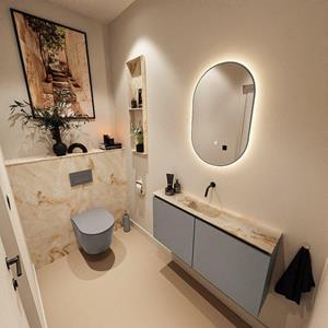 Mondiaz TURE-DLUX 100cm toiletmeubel Smoke. EDEN wastafel Frappe positie midden. Zonder kraangat. TUREDX100SMOM0FRA