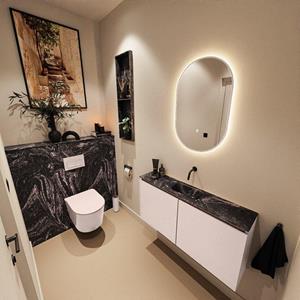 Mondiaz TURE-DLUX 100cm toiletmeubel Rosee. EDEN wastafel Lava positie midden. Zonder kraangat. TUREDX100ROSM0LAV