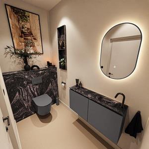 Mondiaz TURE-DLUX 100cm toiletmeubel Dark Grey. EDEN wastafel Lava positie rechts. Met 1 kraangat. TUREDX100DGRR1LAV