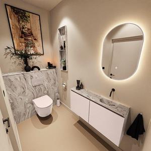 Mondiaz TURE-DLUX 100cm toiletmeubel Rosee. EDEN wastafel Glace positie rechts. Zonder kraangat. TUREDX100ROSR0GLA