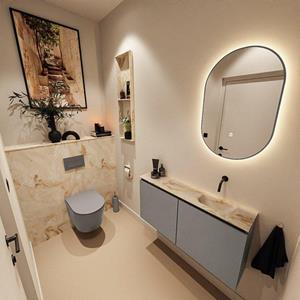 Mondiaz TURE-DLUX 100cm toiletmeubel Smoke. EDEN wastafel Frappe positie rechts. Zonder kraangat. TUREDX100SMOR0FRA