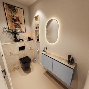 Mondiaz TURE-DLUX 100cm toiletmeubel Plata. EDEN wastafel Frappe positie links. Met 1 kraangat. TUREDX100PLAL1FRA