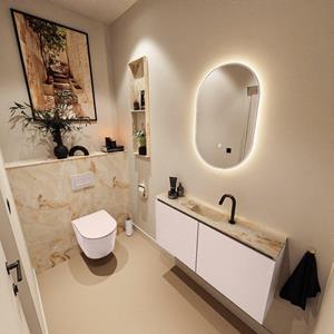 Mondiaz TURE-DLUX 100cm toiletmeubel Rosee. EDEN wastafel Frappe positie midden. Met 1 kraangat. TUREDX100ROSM1FRA
