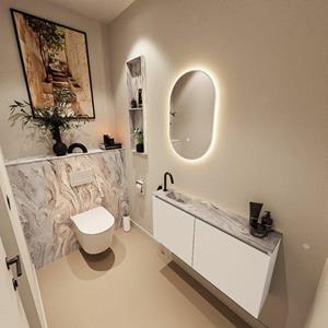 Mondiaz TURE-DLUX 100cm toiletmeubel Talc. EDEN wastafel Glace positie links. Met 1 kraangat. TUREDX100TALL1GLA
