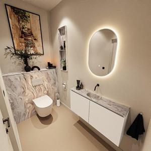 Mondiaz TURE-DLUX 100cm toiletmeubel Talc. EDEN wastafel Glace positie midden. Zonder kraangat. TUREDX100TALM0GLA