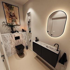 Mondiaz TURE-DLUX 100cm toiletmeubel Urban. EDEN wastafel Glace positie rechts. Met 1 kraangat. TUREDX100URBR1GLA