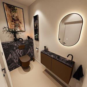 Mondiaz TURE-DLUX 100cm toiletmeubel Rust. EDEN wastafel Lava positie rechts. Met 1 kraangat. TUREDX100RUSR1LAV