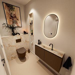 Mondiaz TURE-DLUX 100cm toiletmeubel Rust. EDEN wastafel Frappe positie midden. Met 1 kraangat. TUREDX100RUSM1FRA