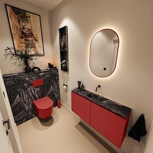 Mondiaz TURE-DLUX 100cm toiletmeubel Fire. EDEN wastafel Lava positie midden. Zonder kraangat. TUREDX100FIRM0LAV