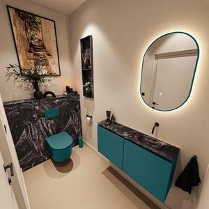 Mondiaz TURE-DLUX 100cm toiletmeubel Smag. EDEN wastafel Lava positie rechts. Zonder kraangat. TUREDX100SMAR0LAV