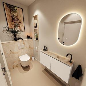 Mondiaz TURE-DLUX 100cm toiletmeubel Talc. EDEN wastafel Frappe positie rechts. Met 1 kraangat. TUREDX100TALR1FRA