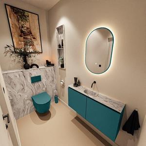 Mondiaz TURE-DLUX 100cm toiletmeubel Smag. EDEN wastafel Glace positie midden. Zonder kraangat. TUREDX100SMAM0GLA