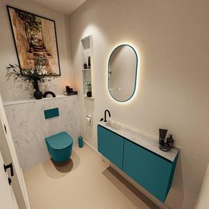 Mondiaz TURE-DLUX 100cm toiletmeubel Smag. EDEN wastafel Opalo positie links. Met 1 kraangat. TUREDX100SMAL1OPA