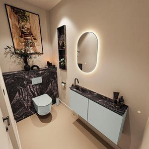 Mondiaz TURE-DLUX 100cm toiletmeubel Greey. EDEN wastafel Lava positie links. Met 1 kraangat. TUREDX100GREL1LAV