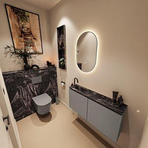 Mondiaz TURE-DLUX 100cm toiletmeubel Smoke. EDEN wastafel Lava positie links. Met 1 kraangat. TUREDX100SMOL1LAV