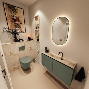 Mondiaz TURE-DLUX 100cm toiletmeubel Army. EDEN wastafel Frappe positie midden. Met 1 kraangat. TUREDX100ARMM1FRA
