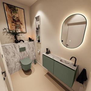 Mondiaz TURE-DLUX 100cm toiletmeubel Army. EDEN wastafel Glace positie rechts. Met 1 kraangat. TUREDX100ARMR1GLA