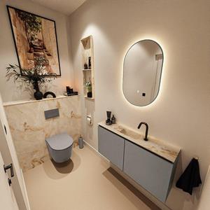 Mondiaz TURE-DLUX 100cm toiletmeubel Smoke. EDEN wastafel Frappe positie midden. Met 1 kraangat. TUREDX100SMOM1FRA