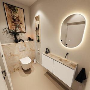 Mondiaz TURE-DLUX 100cm toiletmeubel Talc. EDEN wastafel Frappe positie rechts. Zonder kraangat. TUREDX100TALR0FRA