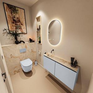 Mondiaz TURE-DLUX 100cm toiletmeubel Clay. EDEN wastafel Frappe positie links. Zonder kraangat. TUREDX100CLAL0FRA