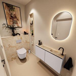 Mondiaz TURE-DLUX 100cm toiletmeubel Cale. EDEN wastafel Frappe positie rechts. Met 1 kraangat. TUREDX100CALR1FRA
