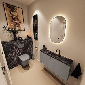Mondiaz TURE-DLUX 100cm toiletmeubel Smoke. EDEN wastafel Lava positie midden. Met 1 kraangat. TUREDX100SMOM1LAV