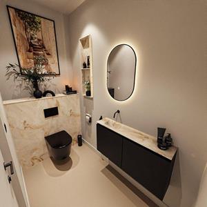 Mondiaz TURE-DLUX 100cm toiletmeubel Urban. EDEN wastafel Frappe positie links. Zonder kraangat. TUREDX100URBL0FRA