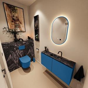 Mondiaz TURE-DLUX 100cm toiletmeubel Jeans. EDEN wastafel Lava positie midden. Met 1 kraangat. TUREDX100JEAM1LAV