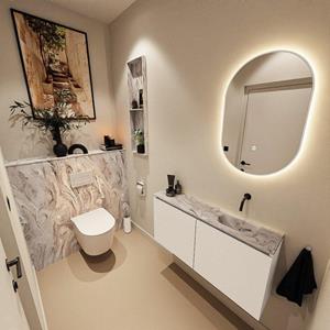 Mondiaz TURE-DLUX 100cm toiletmeubel Talc. EDEN wastafel Glace positie rechts. Zonder kraangat. TUREDX100TALR0GLA