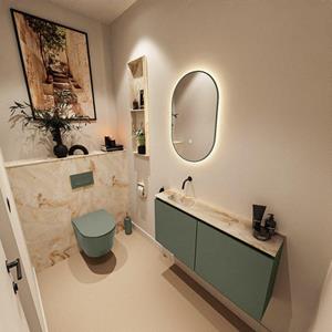 Mondiaz TURE-DLUX 100cm toiletmeubel Army. EDEN wastafel Frappe positie links. Zonder kraangat. TUREDX100ARML0FRA