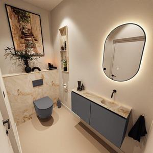 Mondiaz TURE-DLUX 100cm toiletmeubel Dark Grey. EDEN wastafel Frappe positie rechts. Zonder kraangat. TUREDX100DGRR0FRA
