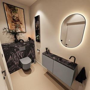 Mondiaz TURE-DLUX 100cm toiletmeubel Smoke. EDEN wastafel Lava positie rechts. Met 1 kraangat. TUREDX100SMOR1LAV