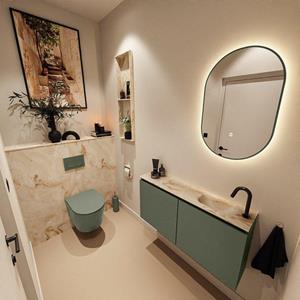 Mondiaz TURE-DLUX 100cm toiletmeubel Army. EDEN wastafel Frappe positie rechts. Met 1 kraangat. TUREDX100ARMR1FRA
