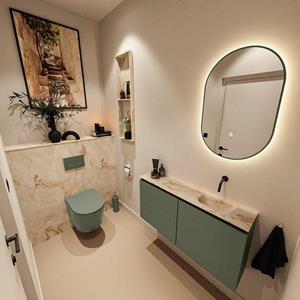 Mondiaz TURE-DLUX 100cm toiletmeubel Army. EDEN wastafel Frappe positie rechts. Zonder kraangat. TUREDX100ARMR0FRA