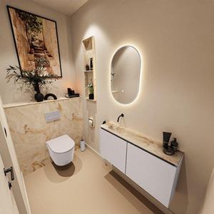Mondiaz TURE-DLUX 100cm toiletmeubel Cale. EDEN wastafel Frappe positie links. Zonder kraangat. TUREDX100CALL0FRA